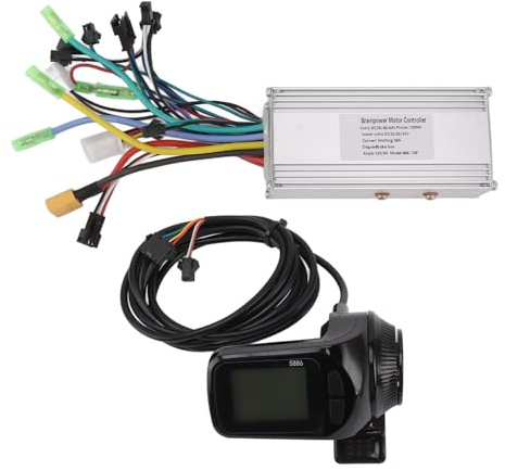 BuyWeek Elektrofahrrad Brushless Motor Controller Kit, 36V 48V 60V 1000W 38A Sinuswellen Bürstenloser Controller 886 Daumengas mit LCD Display für E-Bike Elektroroller