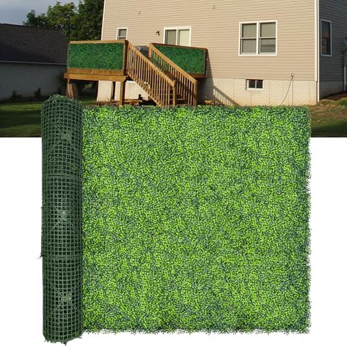 DOPGIB Künstliche Buchsbaum-Rolle, 355,6 x 152,4 cm, UV-Schutz, Efeublätter, Graswand für Terrasse, Balkon, Privatsphäre, Garten, Hinterhof, Grünwand, Hintergrund und Zaun-Dekoration