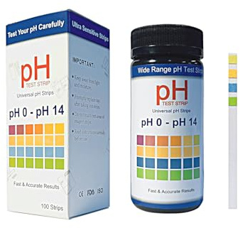 Homcoice Universelle pH Teststreifen 100 Streifen Vollbereich pH 0-14, schnelle pH-Prüfung für Trinkwasser, Wasser mit Bodentests, Labore, Aquarien, Fitnessstudios, Pools