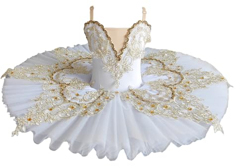 Tytyozay 2024 Mädchen Tutu Ballette Kleid, Weiß Kostüm Tanz Kleidung Performance Ballerina Tanzkleidung Tanz Kostüme,Weiß,130