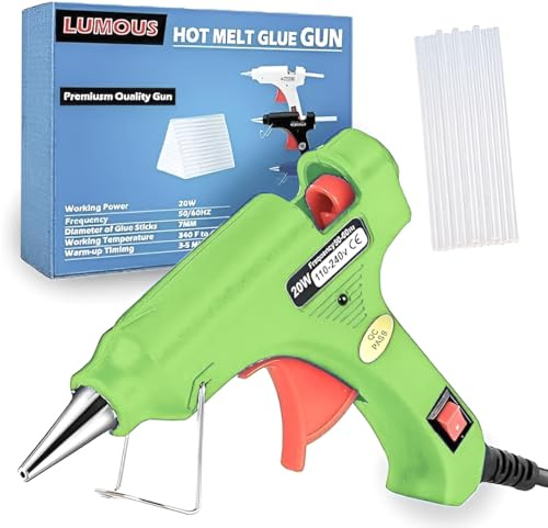 EXPECTRO Hot Glue Gun UK Plug Mini Heats Up, Super Glue Gun for Crafts with 50Pcs Glue Sticks (100mm x 7mm), Hobby, Craft, Home Repairs, Fabric, Card ON-Off Switch for DIY Arts (Green Glue Gun)