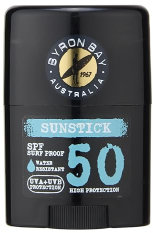 Byron Bay Australia Sun Cream Face Stick SPF 50 - High-Performance Sunscreen, UVA & UVB Protection, Water-Resistant & Surf-Proof with Shea Butter 100% Vegan, Reef-Safe, Coconut Scent - 25g