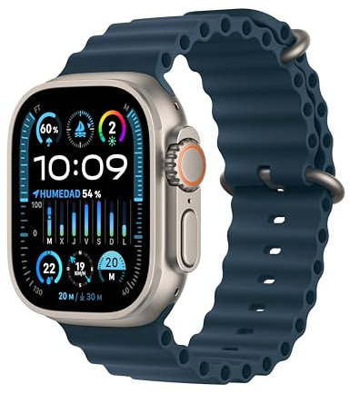 Apple Watch Ultra 2 [GPS + Cellular, 49MM] con Caja de Titanio Resistente y Correa Ocean Azul, Talla Unica (Reacondicionado)
