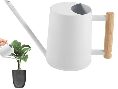 Regadera para plantas en maceta, regadera de acero inoxidable para plantas al aire libre, regadera de cerámica, moderna regadera con caño largo y recto para flores