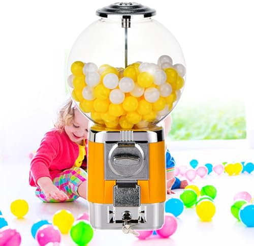 pealiritansemen Mini Commercial Vending Machine, Candy Vending Machine Bubble Gum Dispenser Machine, Gum Ball Small Capsule Toy Machine, For Cinemas, Subway Stations,Yellow