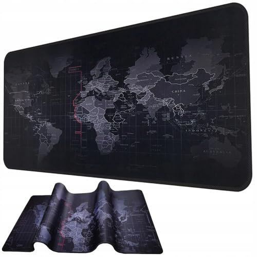 Tappetino per mouse grande con mappa del mondo, antiscivolo, resistente e arrotolabile, tappetino flessibile da scrivania, mouse o tastiera, prestazioni e protezione (XL - 90 x 40 cm)