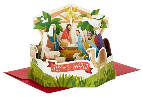 Hallmark Weihnachtskarte Weihnachtskarte Weihnachtskrippe 3D Pop Up Karte Religiöse Karte Grün Rot