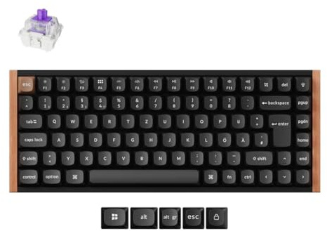 Keychron K2 HE TKL DE-ISO Layout Wireless Mechanische Tastatur mit Magnet-Schaltern & Hot-Swap - Bluetooth/2.4GHz/USB-C, RGB-Beleuchtung QMK-Programmierung für Mac/Win, Holzdesign