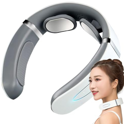 Masajeador de cuello portátil, Masajeador de columna cervical, Relajación muscular del cuello, Herramientas de masaje ergonómico, Masajeador de cuello con calefacción, Masajeador recargable por USB, D