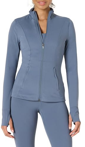 Amazon Essentials Veste Zippée Active FormFlex Ultra Douce, Coupe Ajustée Femme, Gris Ardoise, S