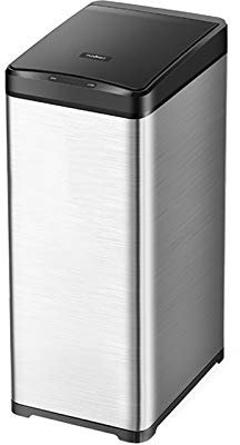 CAFIEDR Poubelle de Cuisine de Grande capacité avec Couvercle en Acier Inoxydable, Poubelle Intelligente rectangulaire à Induction(Argent 30L)