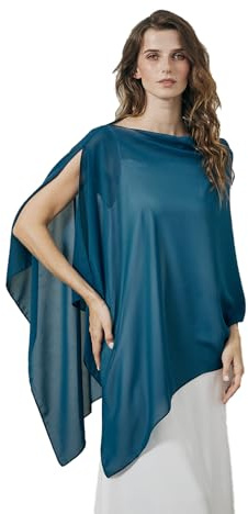 BEAUTELICATE Chal Estola de Gasa Elegante para Mujer Chifón Capa Poncho Ligera para Novias Bodas y Vestidos de Noche-Azul Tinta