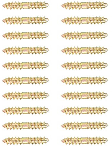Ejoyous 20pcs Vite per Tassello Placcata a Zinco 5x30mm, Connettore a Doppia estremità di Mobili in Legno di Ferro con più Progetti, per Vari Progetti