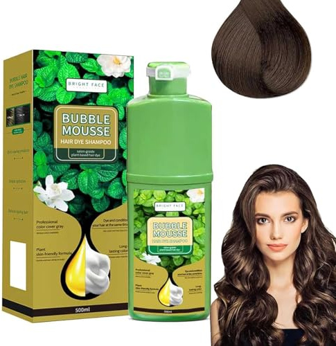 Schaum-Haarfarbe, Pflanzenhaarfarbe mit Blaseneffekt, langanhaltende Haarfärbecreme, reine Pflanzenextrakte für graues Haar, Farbblasenfarbe, Grauabdeckung, für gleichmäßiges (C)