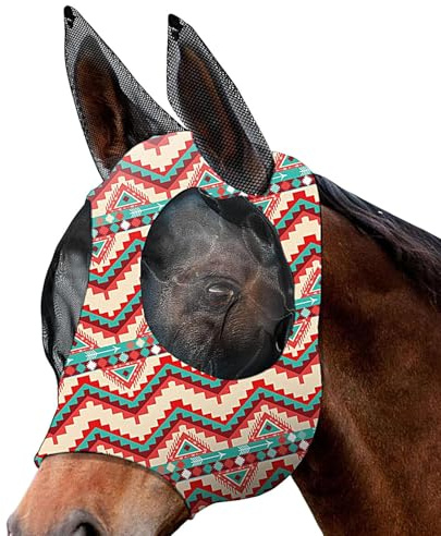 Ruwshuuk Hästflugmask, COB-ansiktsskydd - flugskyddsmask för utomhusbruk, täcker näsa, ansikte och hästöron