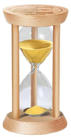 SuLiao Reloj de arena de cristal, temporizador de arena de 60 minutos, de madera, reloj de arena dorado, pequeño para niños, temporizador de reloj de arena, decoración de mesa, adecuado para cocinar