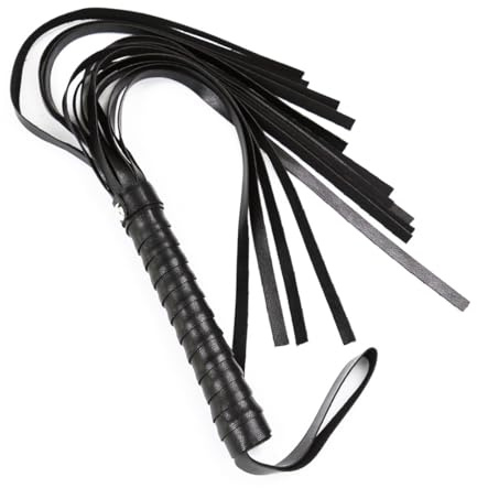 VAEIORP Fouet en Cuir avec Franges, Cravache d'Entraînement en Cuir, Accessoire d'Équitation pour Sports Équestres en Extérieur, Entraînement Quotidien (Noir)