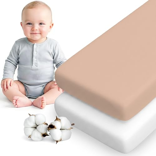 Dreamzie Set Med 2 Dra-På-Lakan 60x120 cm – OEKO-TEX Certifierad Bomull – För Spjälsäng – Passar 60x120 cm Madrasser – Rosa/Vit