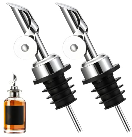 Ruvan 2 Pièces Bec Verseur Huile D'Olive, Bec Réutilisable En Acier Inoxydable, Bouchon Huile D'olive Avec Fermeture Automatique, Pour Cuisine, Barbecue, Bar Et Restaurant