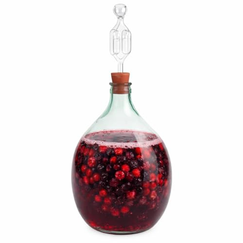 MIKONI Gärballon Glasflasche Glasballon Weinballon, Glasgärballon Vergärung Gärbehälter mit Gäraufsatz Glasflasche Glasballon, Weinballon, Glasgärballon (15l)