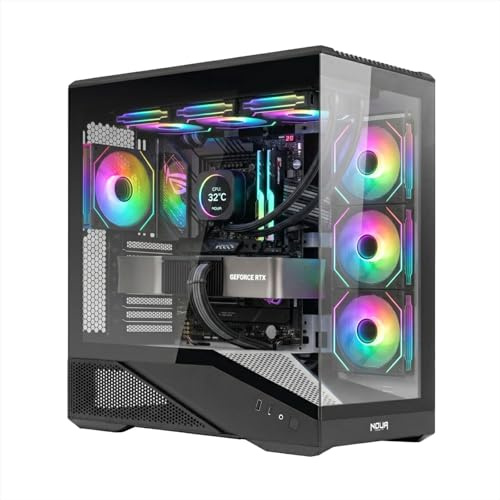 Noua Cool GH200 | Case PC Gaming ATX Mid Tower | Ventola PWM Led ARGB | USB 3.0 e Type-C | Supporto Raffreddamento Liquido 360 mm | Vetro Temperato e Mesh | Bianco