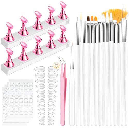 Makartt Nail Stand Display Kit: Magnetic Nail Holders with Tips | Complete Nail Art Starter Kit with Magnetic Stands, Nail Tips, Brushes and Accessories for DIY Press on Nail Design