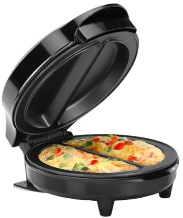 Frittata elettrica | Riscaldamento rapido a doppia zona con rivestimento antiaderente per omelette, utensili da cucina per la preparazione della colazione, per dormitorio, viaggi, campeggio