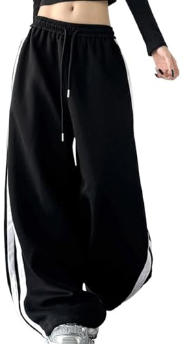 Harem - Pantaloni da donna Streetwear Dance Ample Tuta bassa larga con elastico in vita arricciata, felpe, rilassanti hip-hop con caduto fluido, calze comode, pantaloni da danza pratica urbana