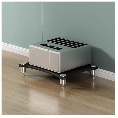 DLYZAYE Heavy Duty Floor Stereo Rack, Modern AV Media Stand, 1-Tier HiFi Cabinet, Audio-Video Shelving for Amplifiers & Components, Stylish Black Design, Durable Audio Stand
