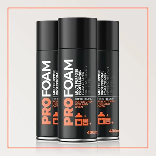Profoam Oven, Grill & Barbecue Cleaner, Heavy Duty Degreaser, Removes Baked on Food and Burnt-in Grease Fast, 400ml Foam Spray, Made in the UK, Pack of Three