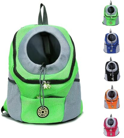 Emmalove - Hunde-Rucksack, Atmungsaktiv Wasserfest Nylon Hundetragerucksack Mit Sicherheitsgurt, Ergonomisch Gepolstert (Hellgrün, M)
