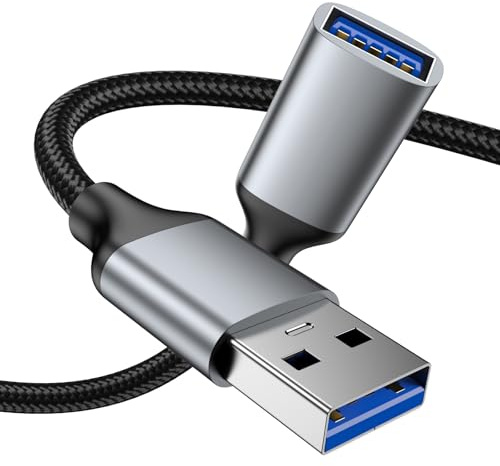 KAYQINHO Câble d'extension USB 3.0 3M, mâle Type A vers femelle, transfert de données 5 Gbps, interface métallique pour clavier, souris, Playstation, Xbox, clé USB, imprimante, caméra et plus.