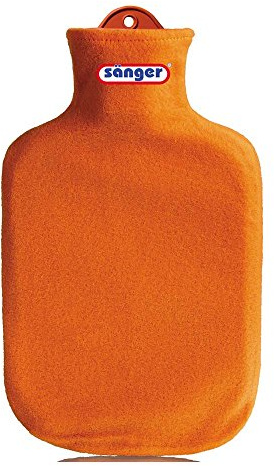 Sänger 2 L Wärmflasche mit Konturbezug aus Fleece, Wärmetherapie, orange