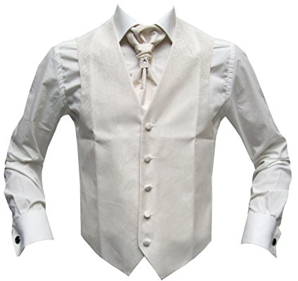 MMUGA Hochzeitwesten Set mit Plastron Creme 106