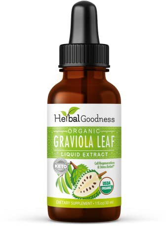 Herbal Goodness Organic Soursop Graviola Leaf Extract 1oz – 15X Concentrated Guanabana Liquid Tincture | USDA Organic & Kosher Certified | Supports Cell and Immune Wellness | Soursop Bitters Liquid