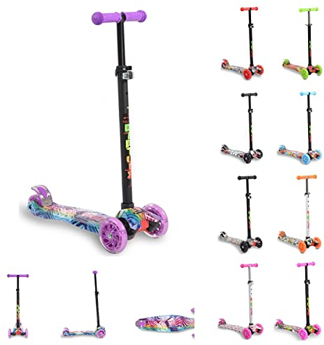 Byox Kinderroller Scooter Rapture aus Alu, Wassertransferdruck, PU Leuchträder lila