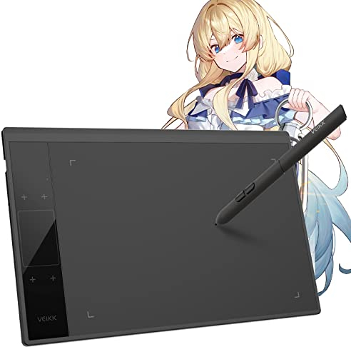 VEIKK A30 Tablette Graphique 10 * 6 Pouces,Tablettes Graphiques avec Stylet Passif 8192 Niveaux avec 4 Touches Tactiles et 1 Un pavé Tactile, Dessin Numérique Compatible avec Mac Windows Linux