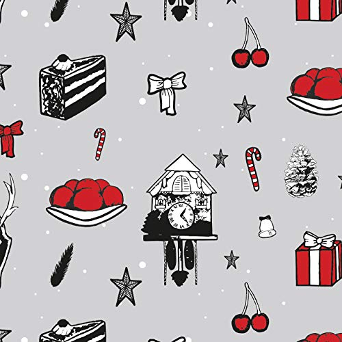 5,60 /m Geschenkpapier Schwarzwald Bollenhut 50x70cm | Geschenkpapierbogen Geburtstag Weihnachten (Weihnachten Schwarzwald grau)