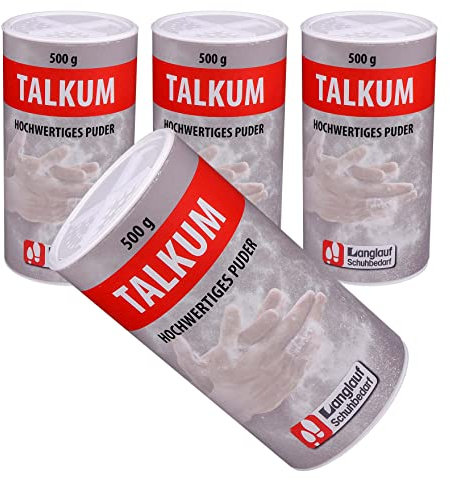 Langlauf Schuhbedarf 4x 500g Talkum Puder für Handwerk, Haushalt & Freizeit I Talkum-Pulver Streudose zur Latex, Silikon & Gummipflege I Talcum Powder Multipack (4)