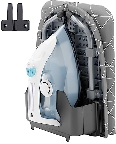 XABITAT Asse da stiro da tavolo con fissaggio a parete, mini asse da stiro portatile salvaspazio per lavanderia, pieghevole, piccola, con supporto per ferro da stiro, grigio