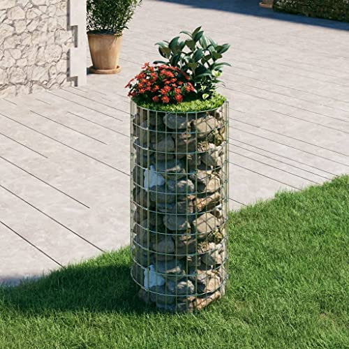 WIFESE Gabionen Hochbeet Rund 30x100 cm Gabionenkorb Steinkorb Gabione Pflanzkasten Gabionenwand Gabionensäule Steingabionen Gabionen Zaun Gabionenkörbe Gabionen Pflanzkorb Verzinktes Stahl