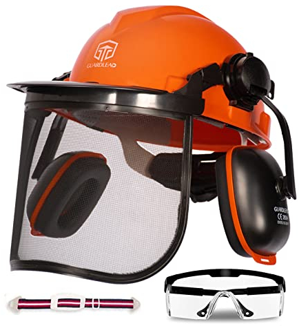 Casco Forestale con Cuffie Antirumore e Visiera in Rete, Casco per Motosega, Casco di sicurezza con anti-appannamento occhiali protettivi, Ideale per Lavori con Motosega e Decespugliatore