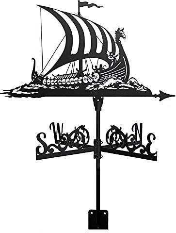 Girouette Girouette en Acier Inoxydable Girouette Rétro Bateau à Voile Bateau de Pêche Bateau Pirate Forme Girouette,Durable Girouette Scène de Ferme Piquet de Jardin Girouette,Direction du Vent Décor