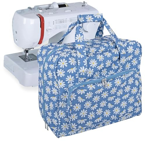 Hobby Gift Borsa da viaggio per macchina da cucire, motivo margherite in denim