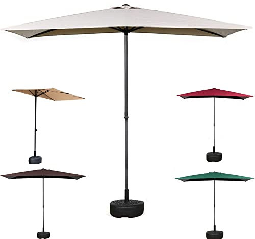 BEISCO Steel Half Parasol Umbrella with Base Compact for Small Garden Balcony Outdoor Patio, 170-250cm Height Adjustable, 1 Piece (Color : White)