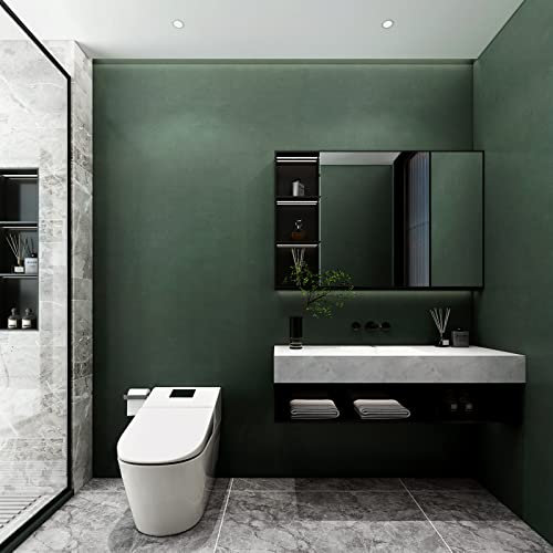 JSEVEM 40CM×3M Thick Darker Green Wallpaper Peel and Stick Self Adhesive Vinyl Wrap Pure Dark Greenish Black Contact Paper Matte Textured Removable Wall Stickers for Bathroom Worktop Bedroom