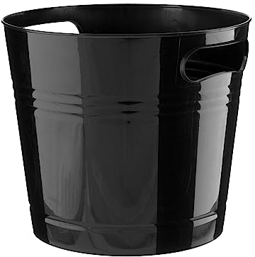 HOMESHOPA Handy Plastic Bin, Round Black Flexible Storage Container Bucket, Lightweight Portable Multipurpose Paper Trash Bin, Ice Bucket, Laundry Basket, Flexi Tub for Home Office Kitchen Household