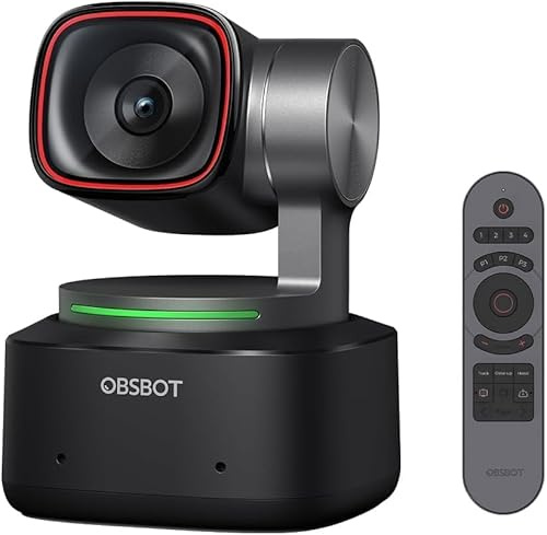 OBSBOT Tiny 2 & Smart Remote Combo, Webcam PTZ 4K avec IA, Capteur CMOS 1/1,5’’, Suivi de Mouvement et Autofocus All-Pixel, Contrôle Vocal, Contrôle Gestuel, PixGain HDR, Mode Beauté pour Streaming