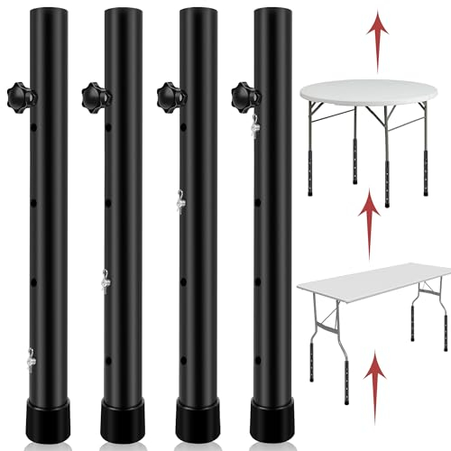 Laowu Klapptischerhöhungen, 4 Ebenen, höhenverstellbar, robuste Metall-Tischbeinverlängerungen, erhöht die Tischhöhe 9,1 cm, 17,2 cm, 25,4 cm, 33 cm, 8 Stück