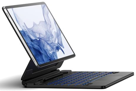 Dexnor Custodia con Tastiera per Samsung Galaxy Tab S10+ Plus/S9+ Plus/S9 FE+ Plus/S8+ Plus/S7 FE/S7+ Plus 12,4 Retroilluminata Magnetico Galleggiante con Touchpad con Supporto Italiano QWERTY, Nero